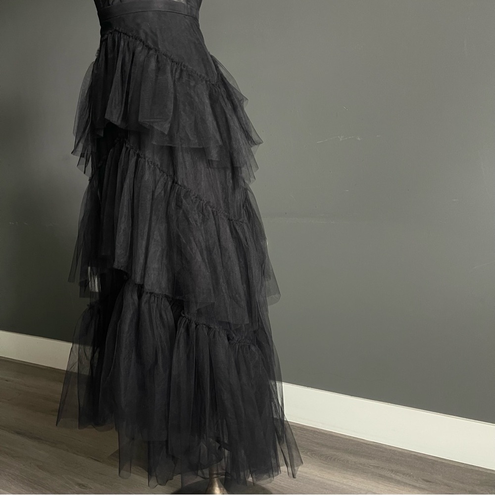 BCBGMaxAzria Black Tiered Tulle Maxi Dress - Picture 3 of 9